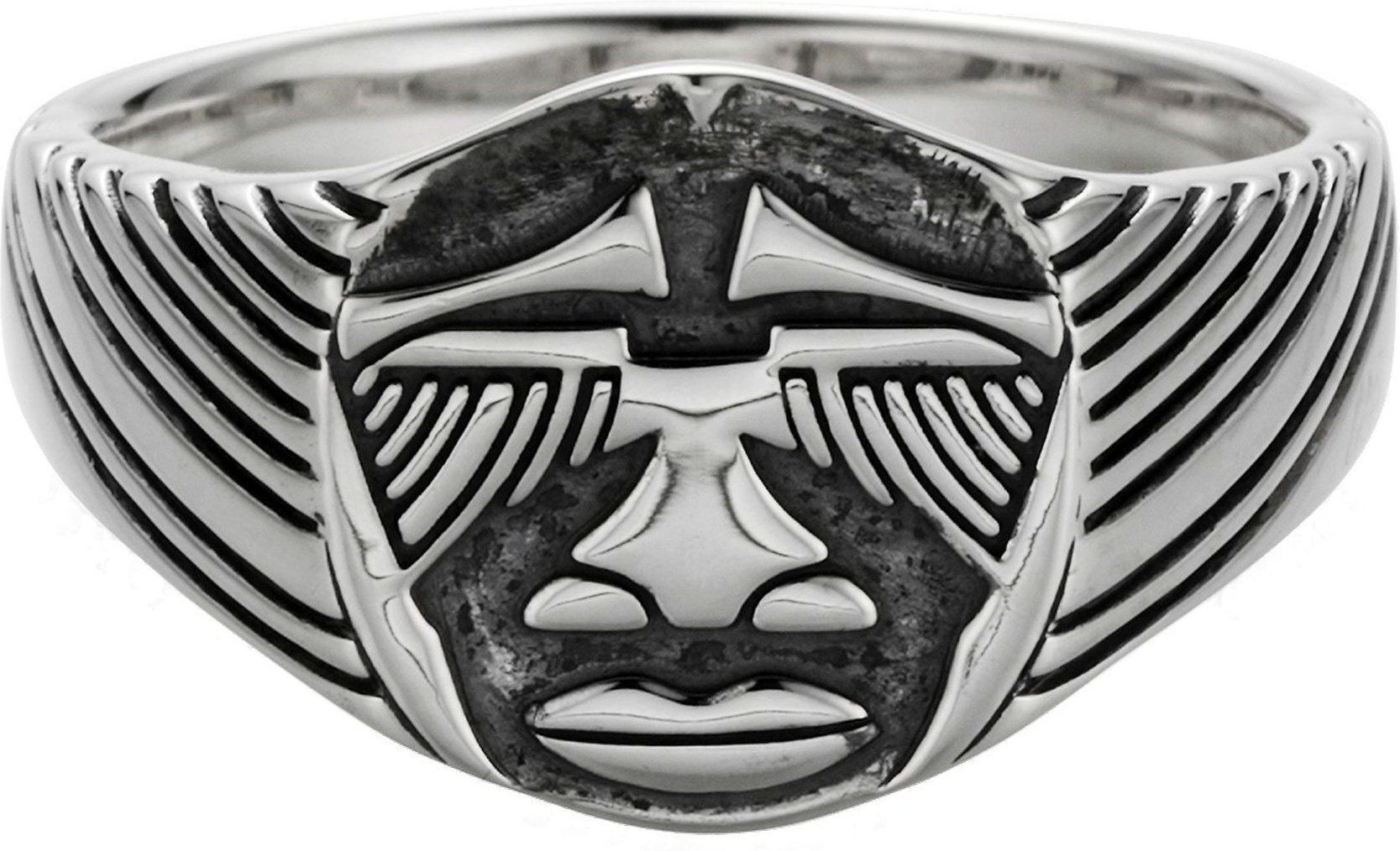 cai Ring 925/- Sterling Silber oxidiert Maske Afrika