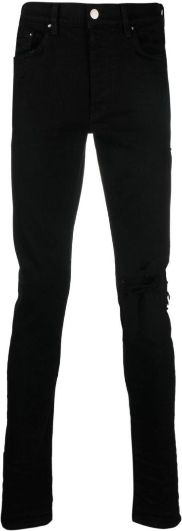 Amiri Slim Fit Denim-Jeans mit kaputten Rissen und Rissen in Schwarz