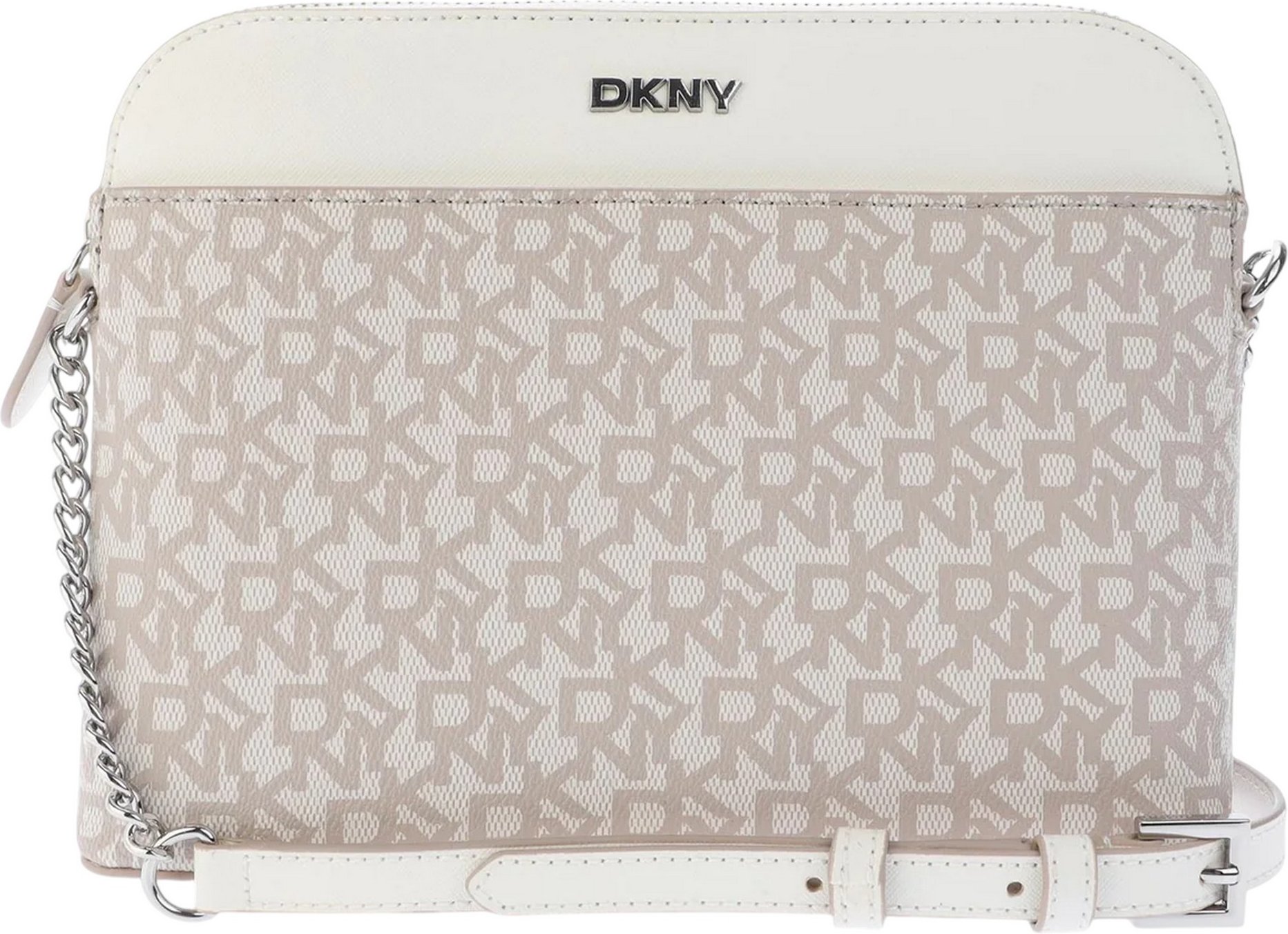 DKNY - "Bridger" Schultertasche, Logo-Muster (Beige)