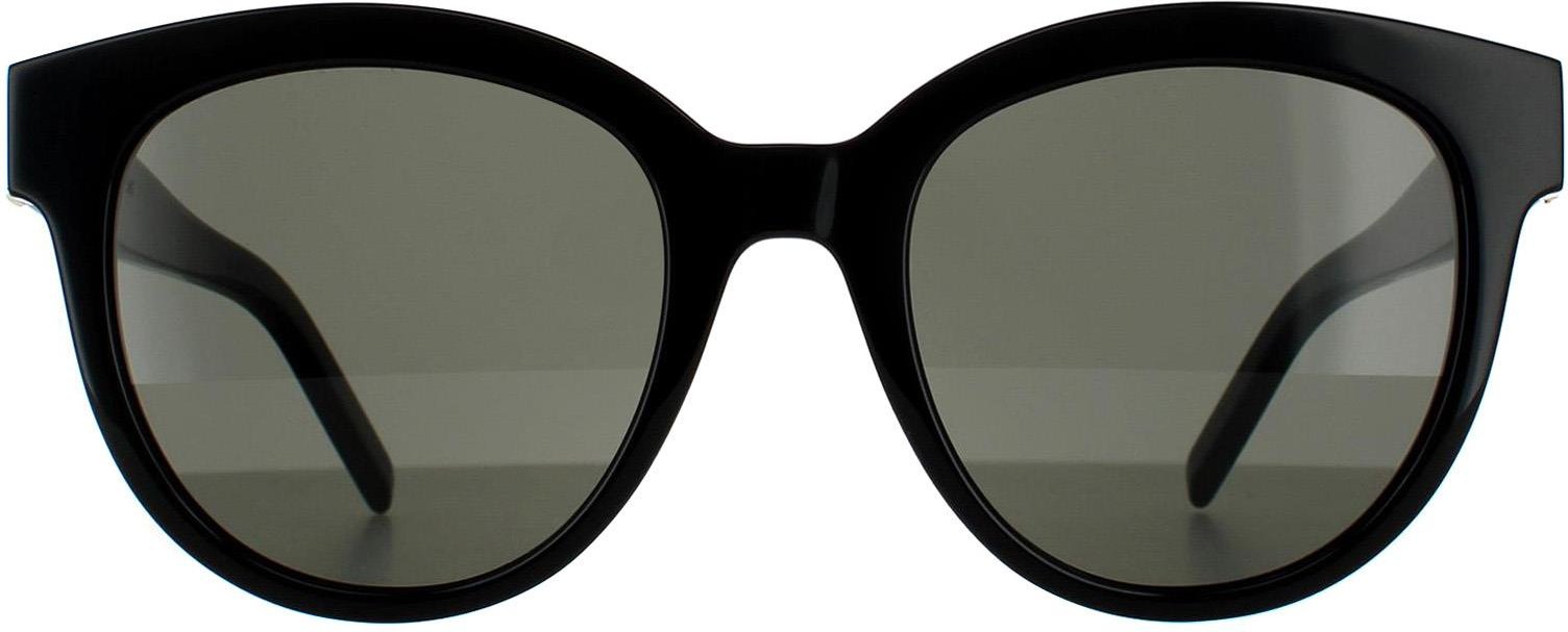 Saint Laurent Runde Frauen Schwarz Grau Sonnenbrille