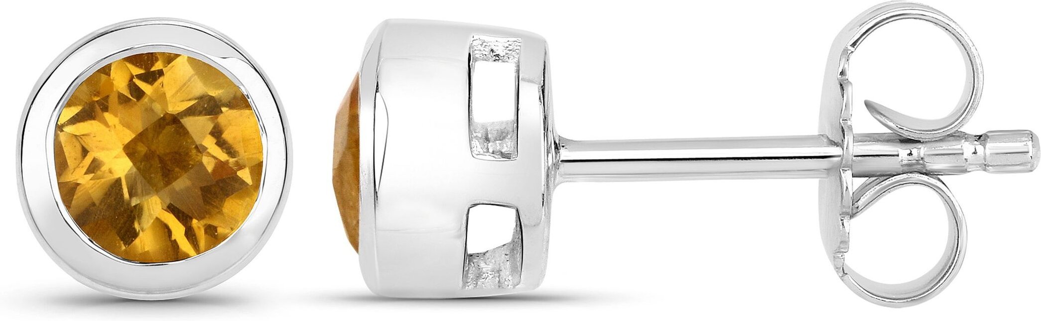 Vira Jewels Ohrstecker 925-Sterling Silber rhodiniert glänzend Citrin orange rund