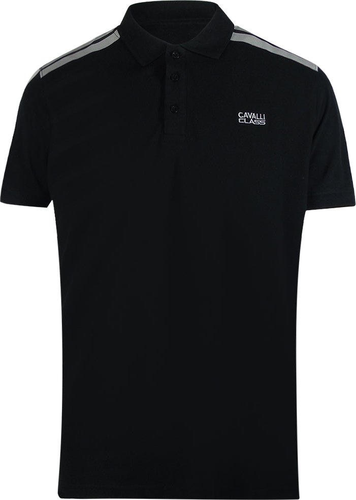 Cavalli Class - Schwarzes Poloshirt Mit Schulterverstärkung