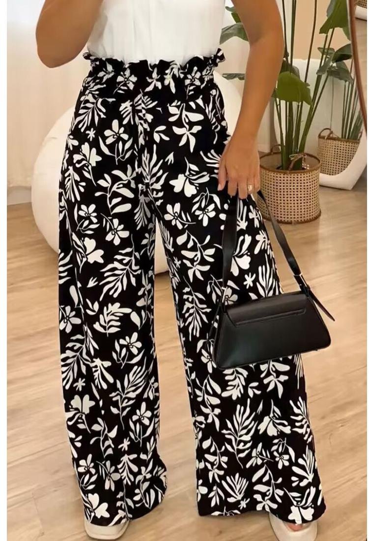 Thumbnail - Hose mit hohem Bund und weitem Bein bedruckt