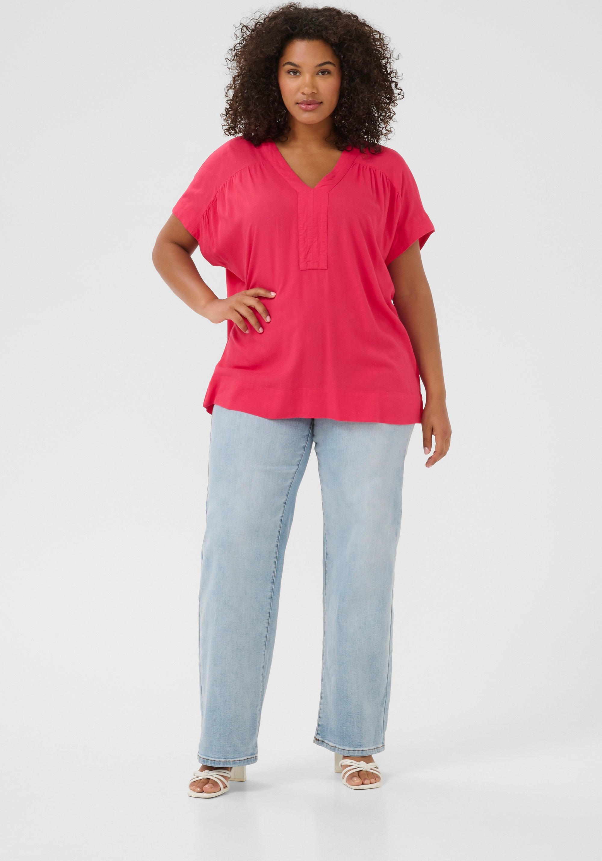 Kurzarm-Bluse Loose fit Raspberry pink