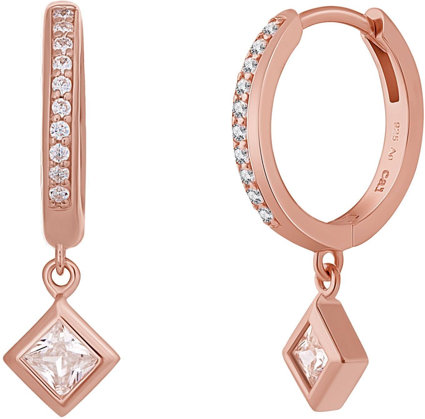 cai Creole 925 Sterling Silber rosé vergoldet Zirkonia Raute