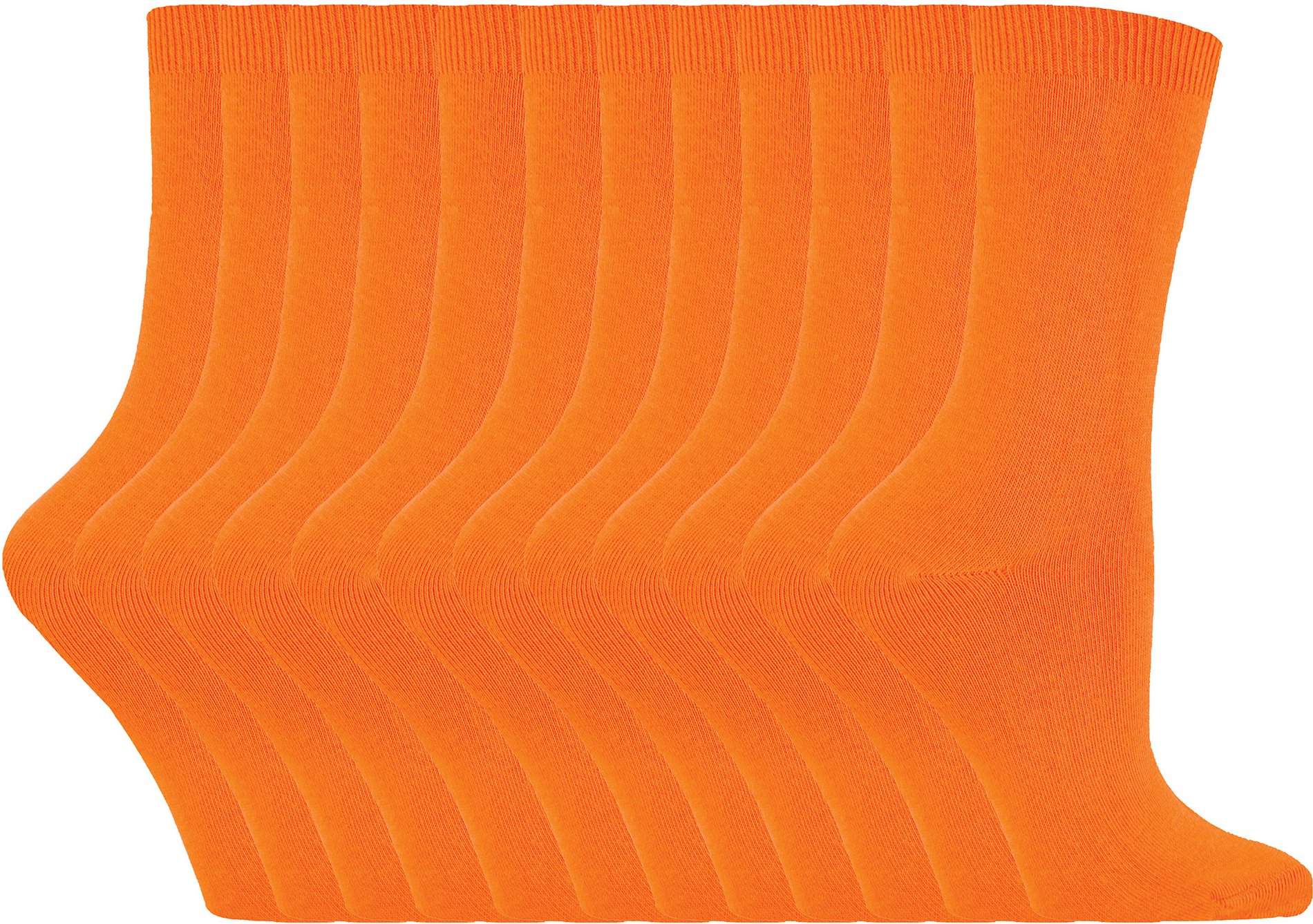 Womens Plain Cotton Rich Socks | 12 Pair Multipack | Sock Snob | Thin Comfy Colourful Crew Ankle Socks for Ladies - Oran...