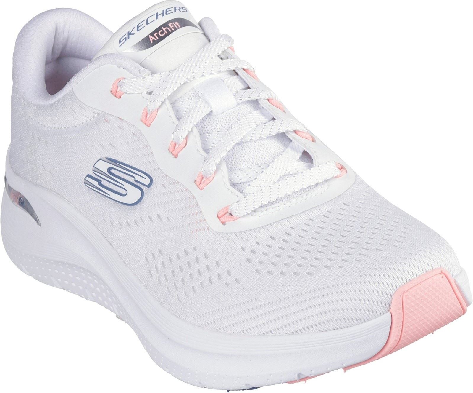 Skechers Arch Fit 2.0 Big League Damen Textil Sneaker in Weiß/Rosa/Blau