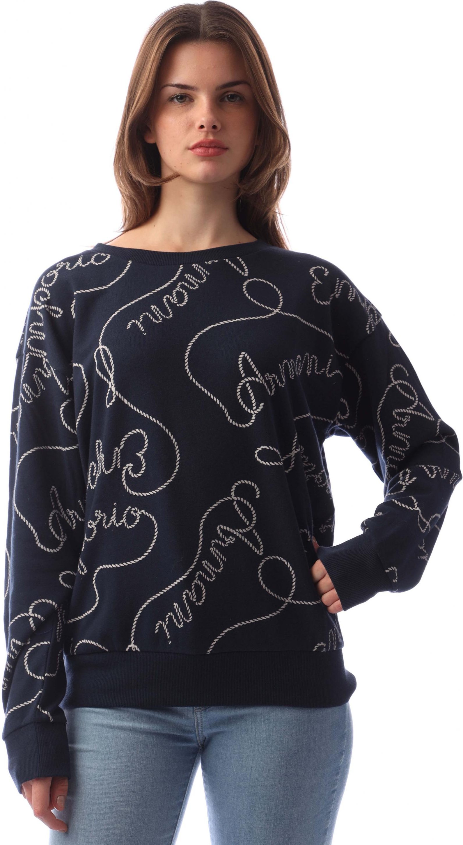 Emporio Armani - Sweatshirt für Damen, Rundhalsausschnitt (Marine/Weiß)