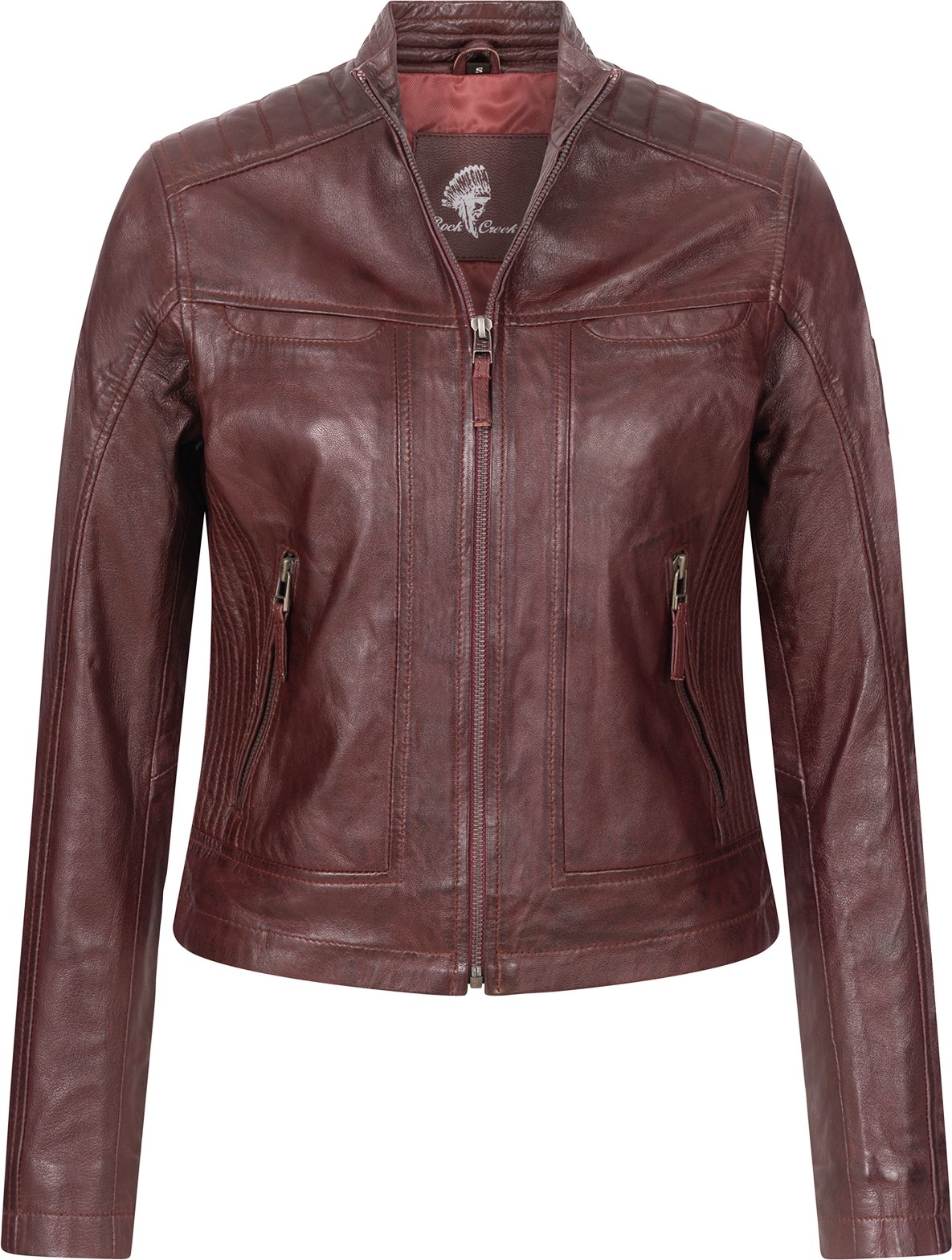Thumbnail - Rock Creek Lederjacke Bordeauxrot