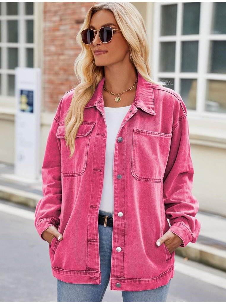 Damen Jeansjacke mit Taschen und Knöpfen