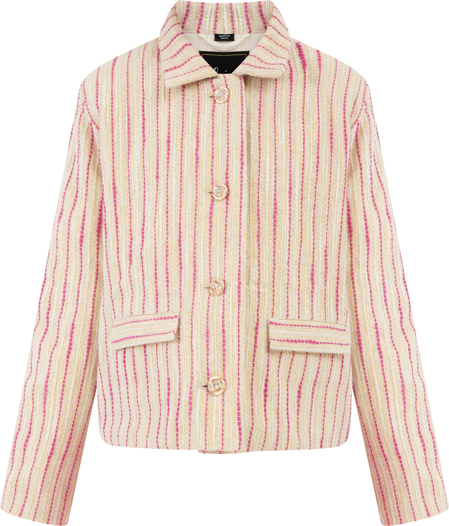 Faina Blazerjacke Mädchen Rosa Wollweisser Streifen