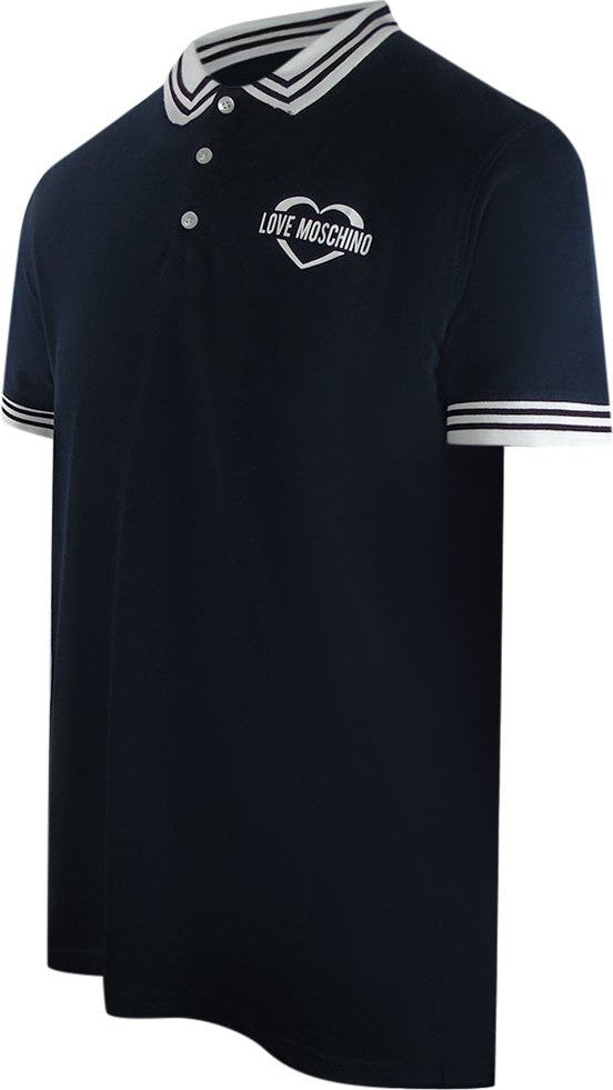 Love Moschino Marineblaues Poloshirt Mit Kleinem Herzlogo