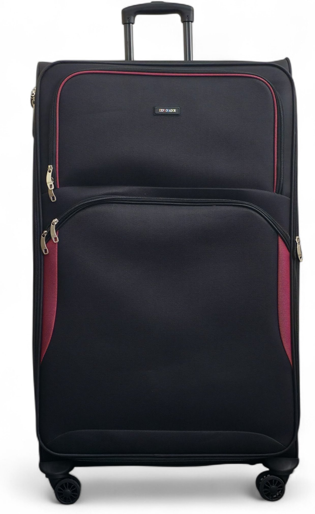 Erweiterbarer, weicher, schwarzer, extragroßer, leichter Koffer mit 8 Rädern, Reisetaschen