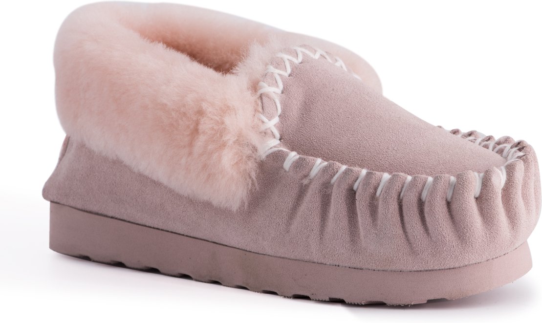 Aus Wooli "Waterloo" Australia Hand Stitched Damen Schaffell Mokassin, blassrosa