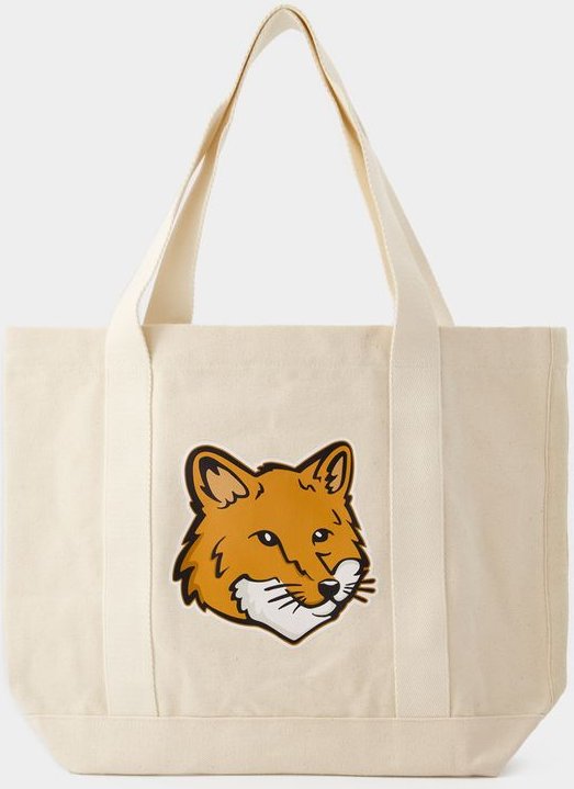 Tote Bag Fox Head - Maison Kitsune - Baumwolle - Beige