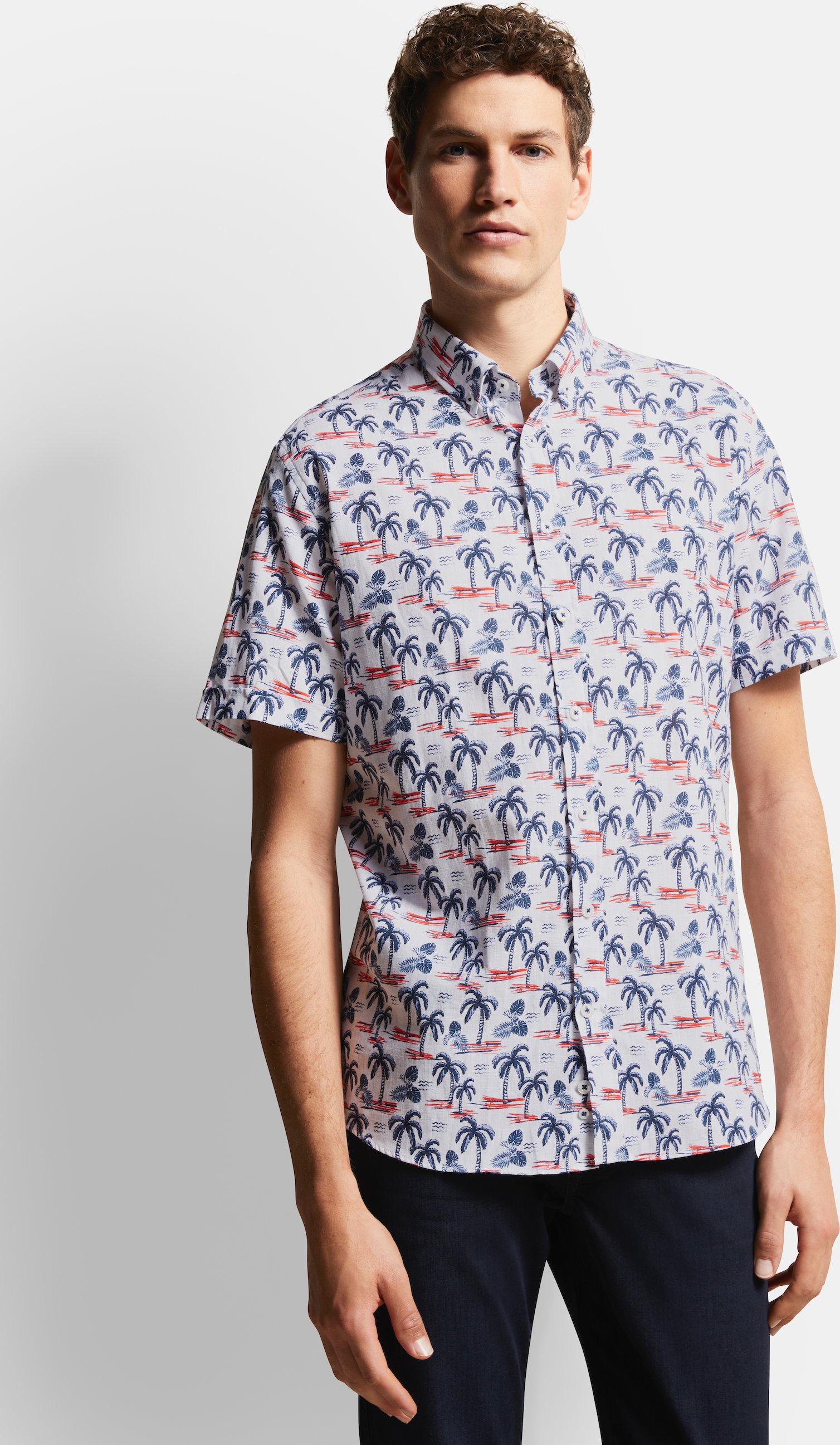 Bugatti Herren Hemd mit Palmen-Print