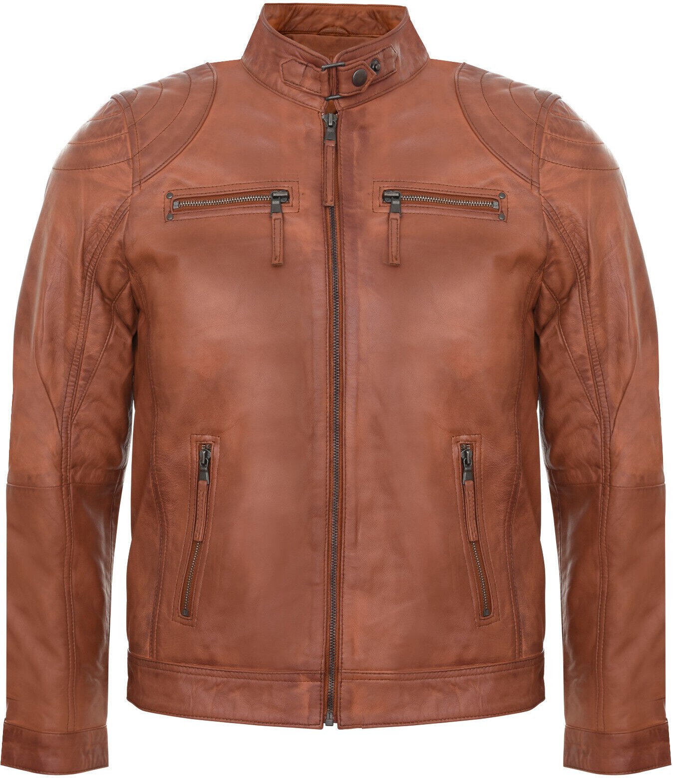 Biker-Rennjacke aus Leder mit Reißverschluss