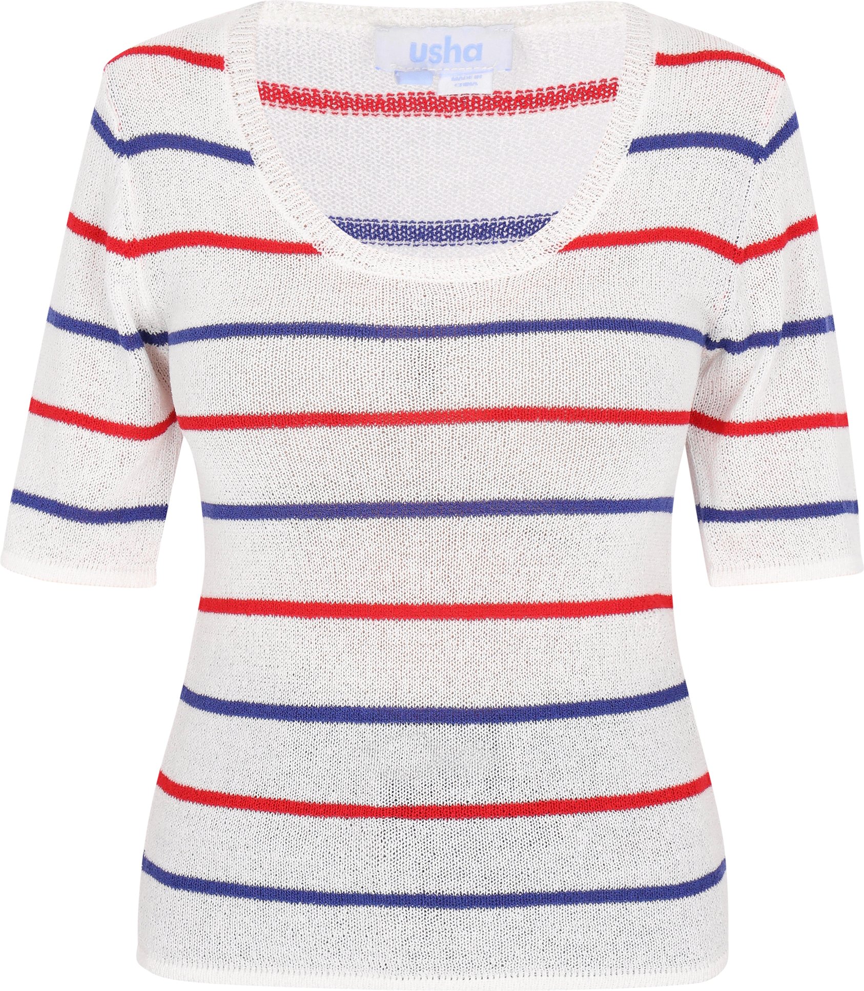 usha Pullover Frauen weiß marineblau rot