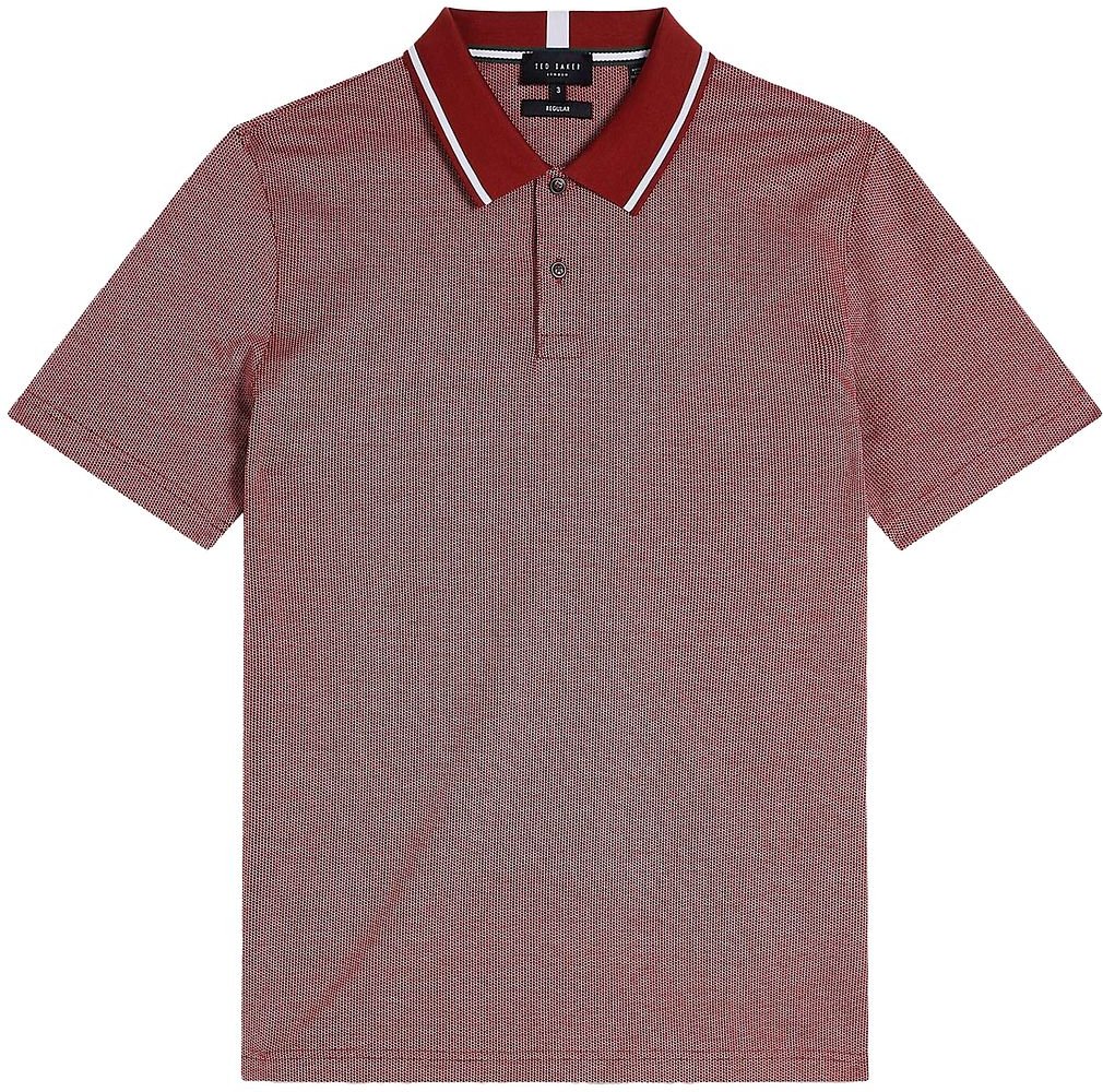 Ted Baker Arts Mini Jacquard Stitch Mens Dunkelrotes Polo -Hemd