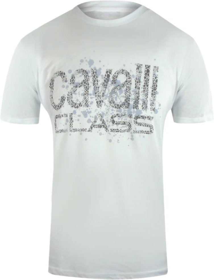 Cavalli Class - Weißes T-shirt Mit Gesprühtem Logo