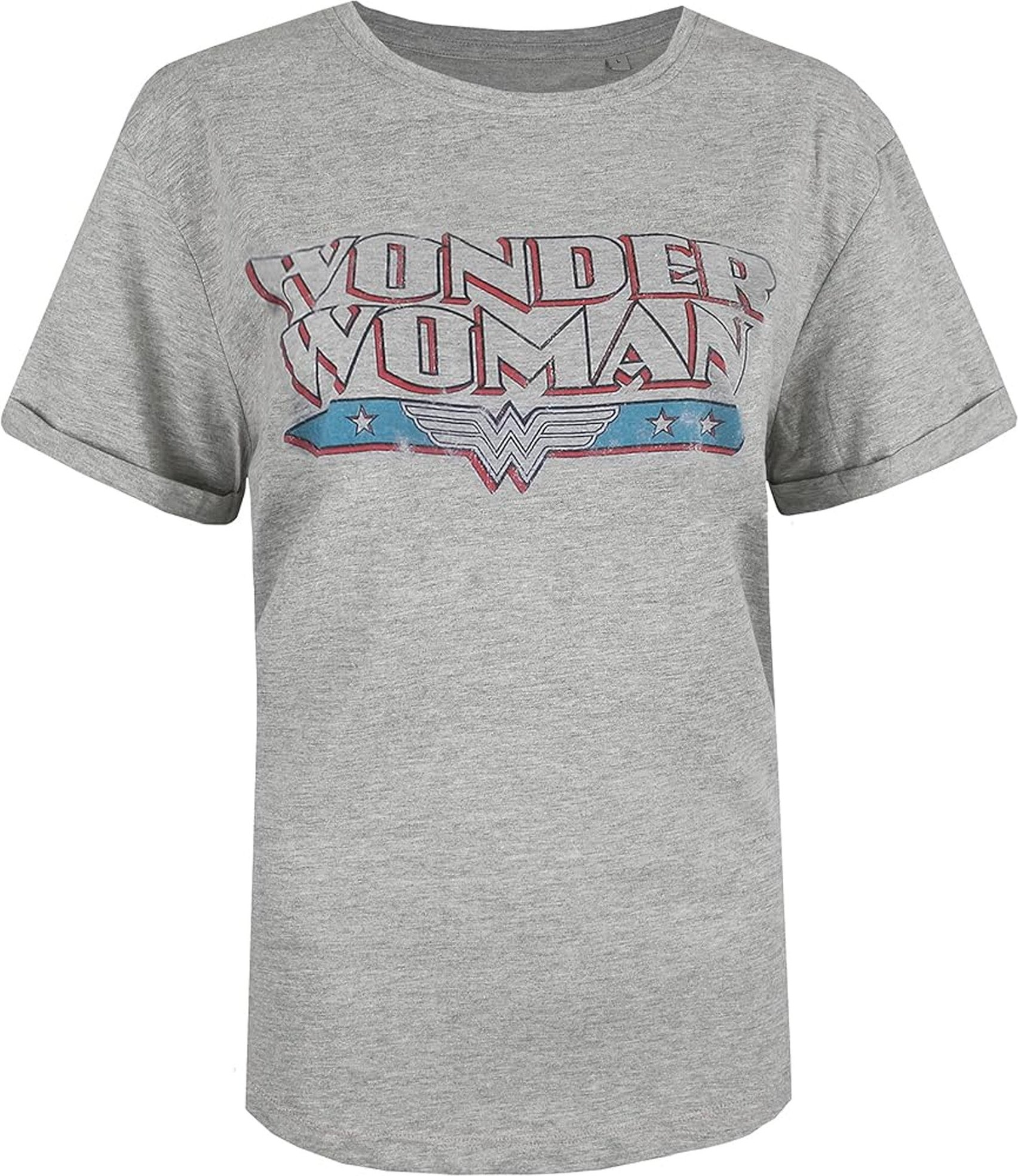 DC Comics Wonder Woman Retro Damen T-Shirt, Grau