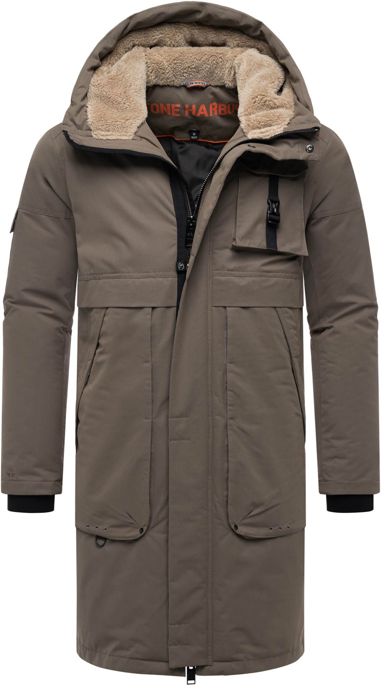 Thumbnail - Stone Harbour Herren Outdoorjacke Cyriaan mit Teddyfellkapuze & winddichtem Design
