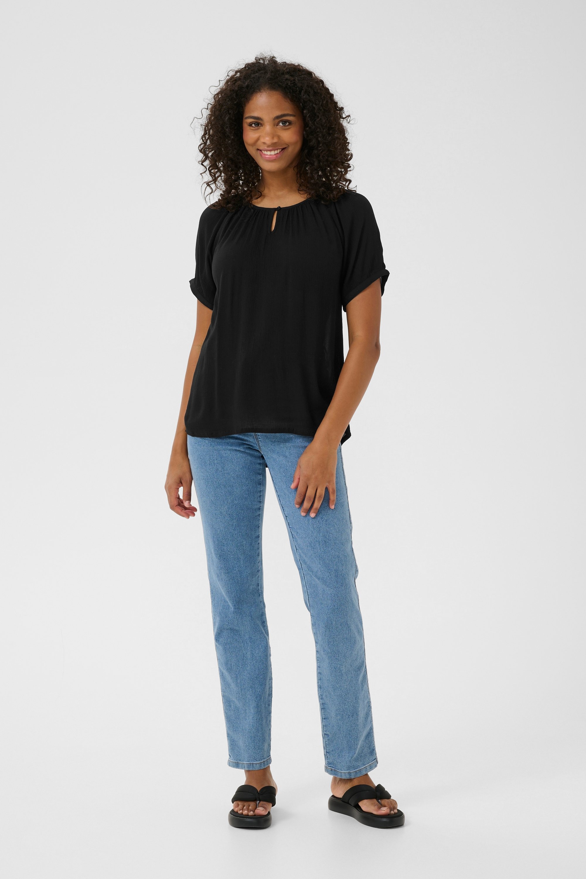 Kurzarm-Bluse Regular fit Black