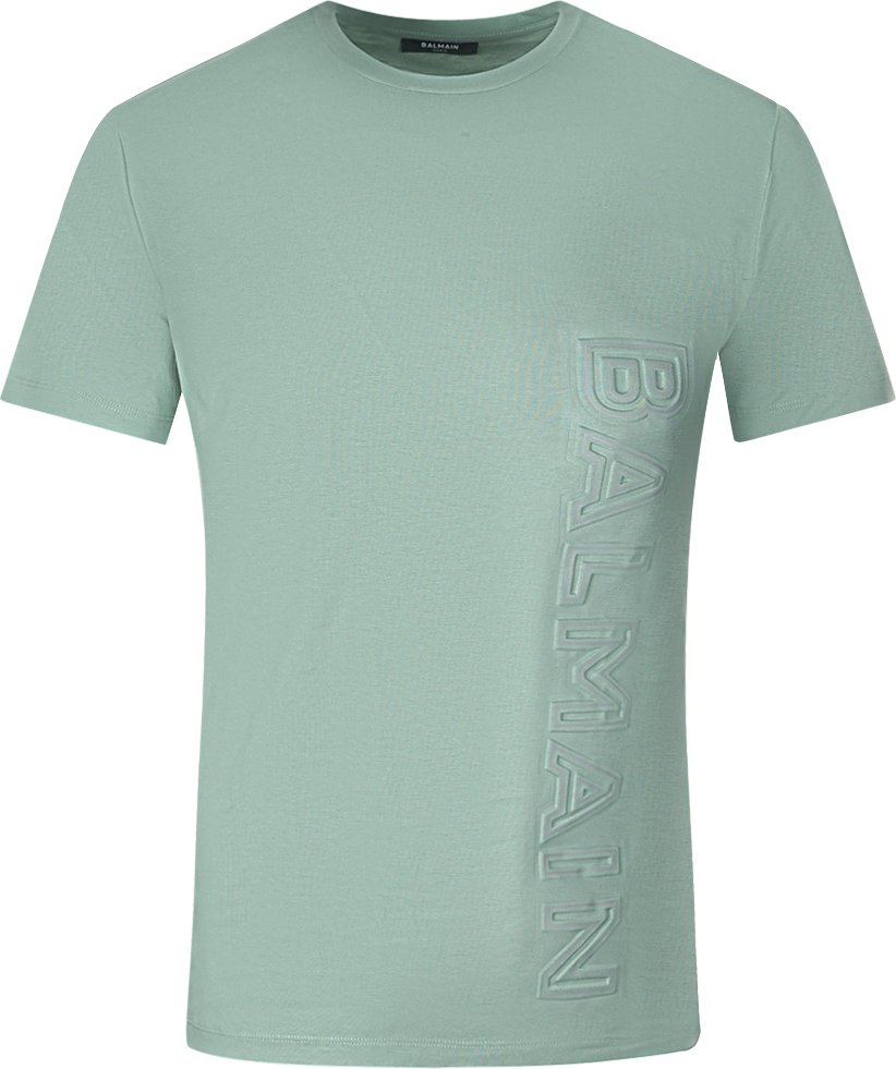 Grünes T-Shirt mit geprägtem Balmain-Logo
