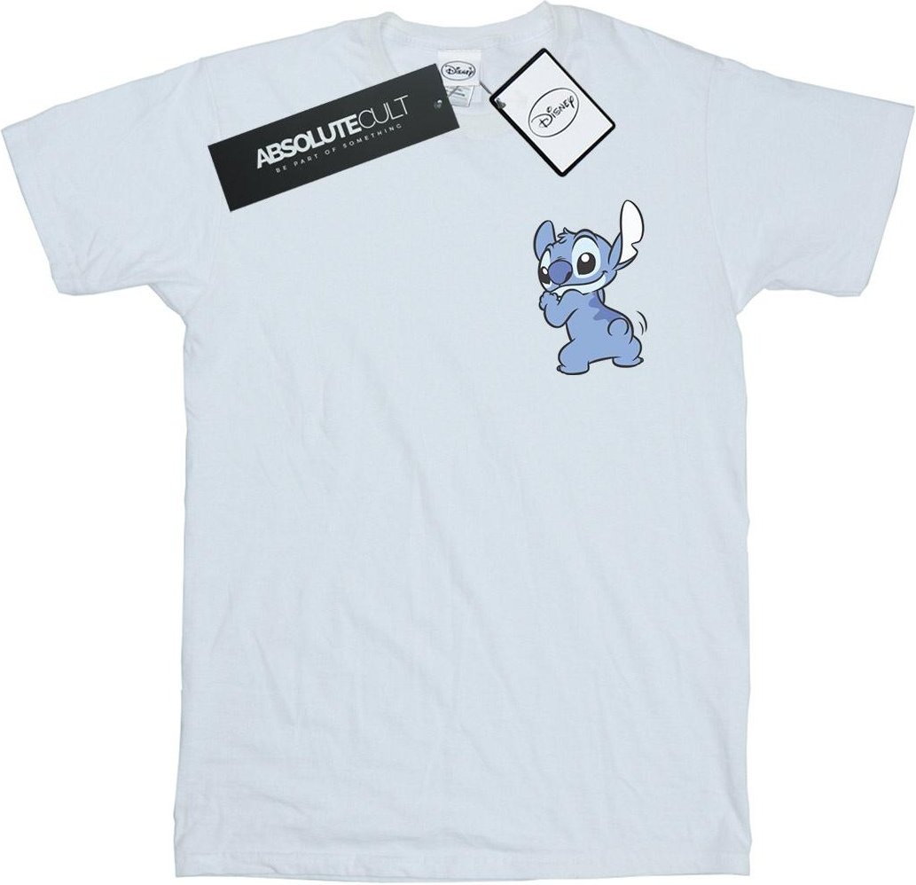 Disney - "Lilo And Stitch Stitch Backside Breast Print" T-Shirt für Mädchen (Weiß)