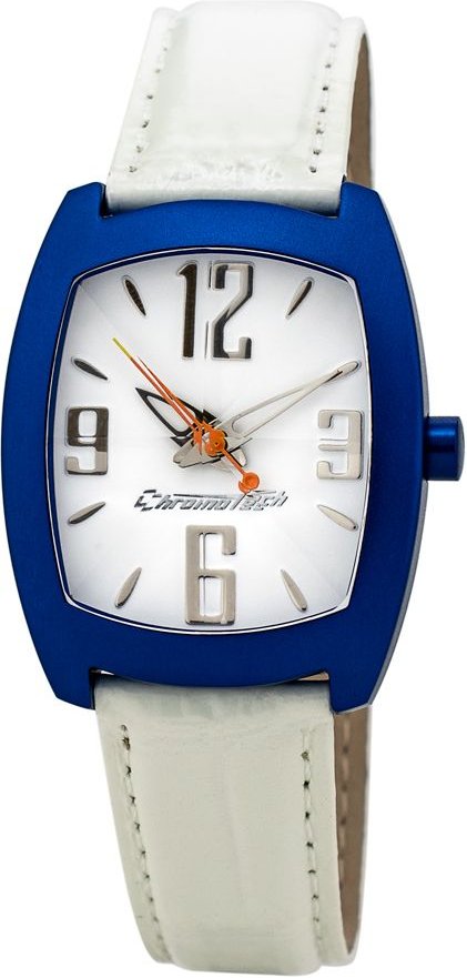 Chronotech Uhr mit weißem Lederarmband