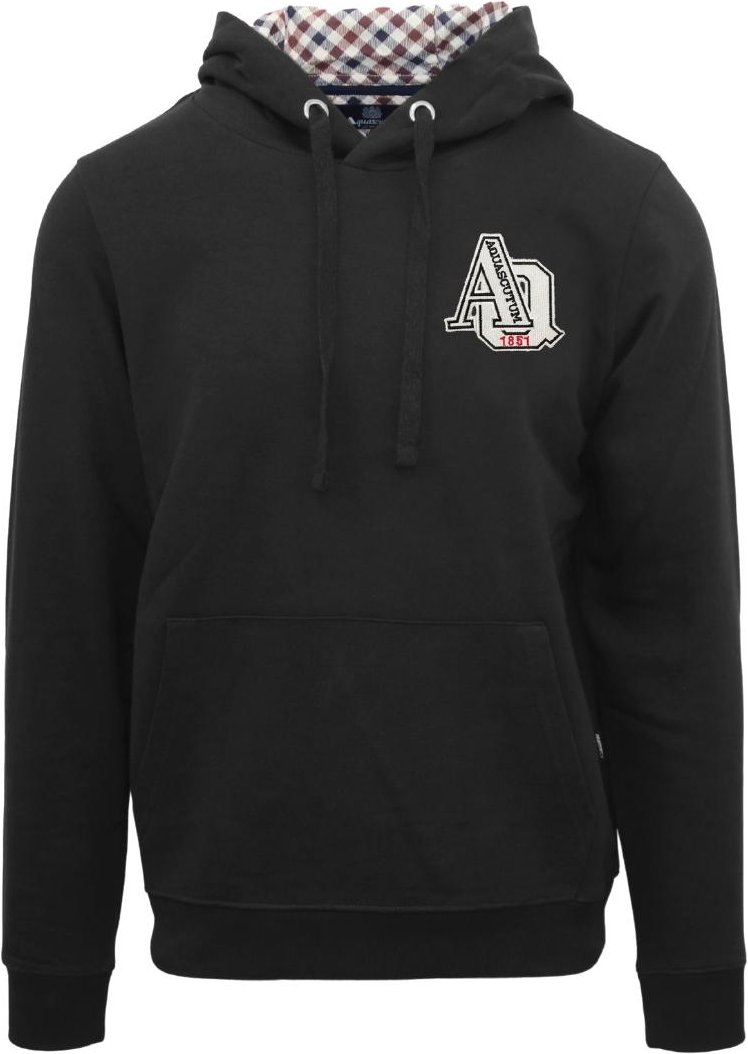 Aquascutum AQ 1851 Patch Logo Schwarzer Hoodie