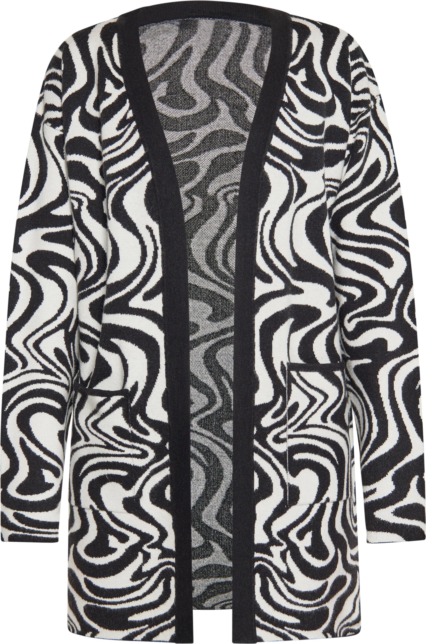 Mymo Strickjacke Damen wollweiß schwarz