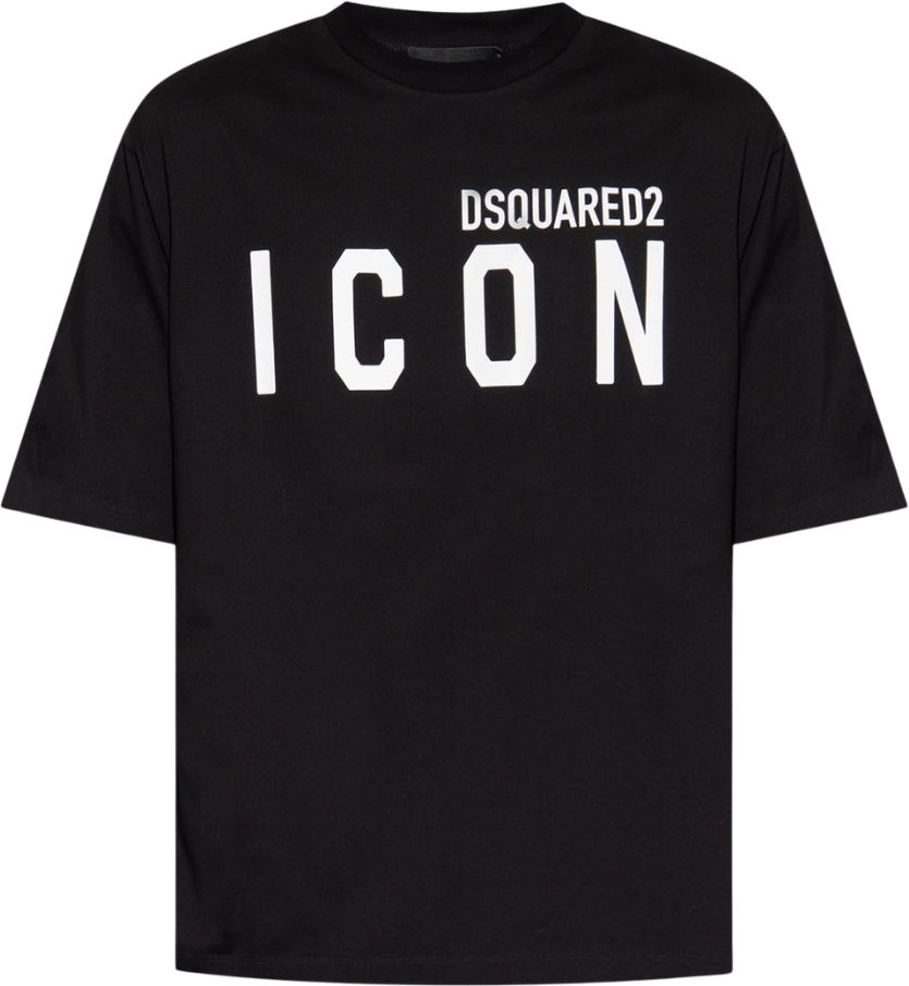 Dsquared2 Schwarzes T-shirt Mit Großem Weißen Logo