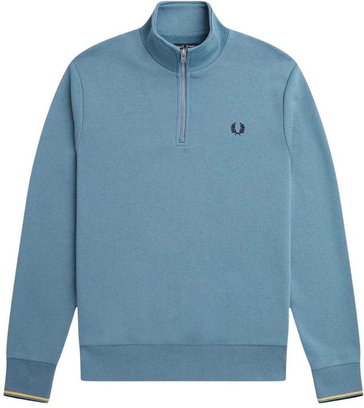 Fred Perry - Sweatshirt für Herren/Damen Unisex, mit halbem Reißverschluss, Umgeschlagener Ärmel (Blau)
