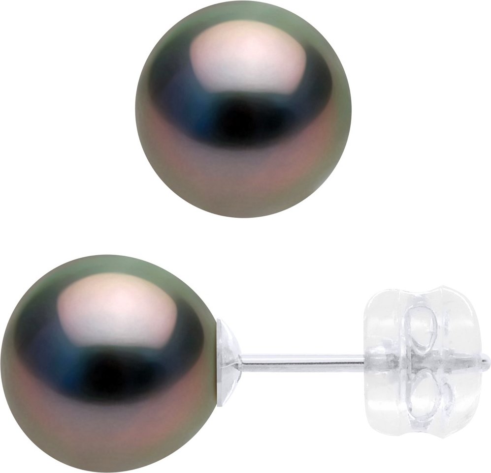 Ohrringe - Weißgold 375 - Echte Tahiti-Zuchtperlen rund 8-9 mm