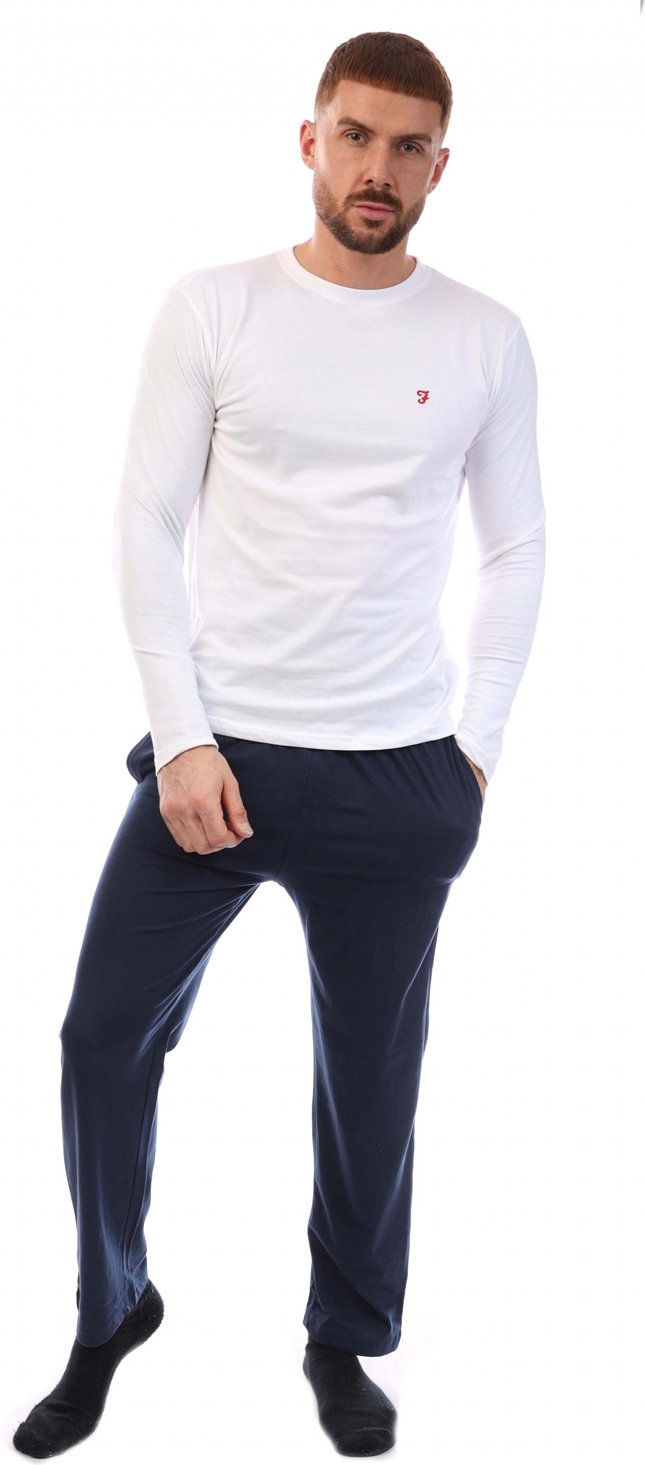 Farah - "Gruffyd" Schlafanzug für Herren (Weiß/Marine)