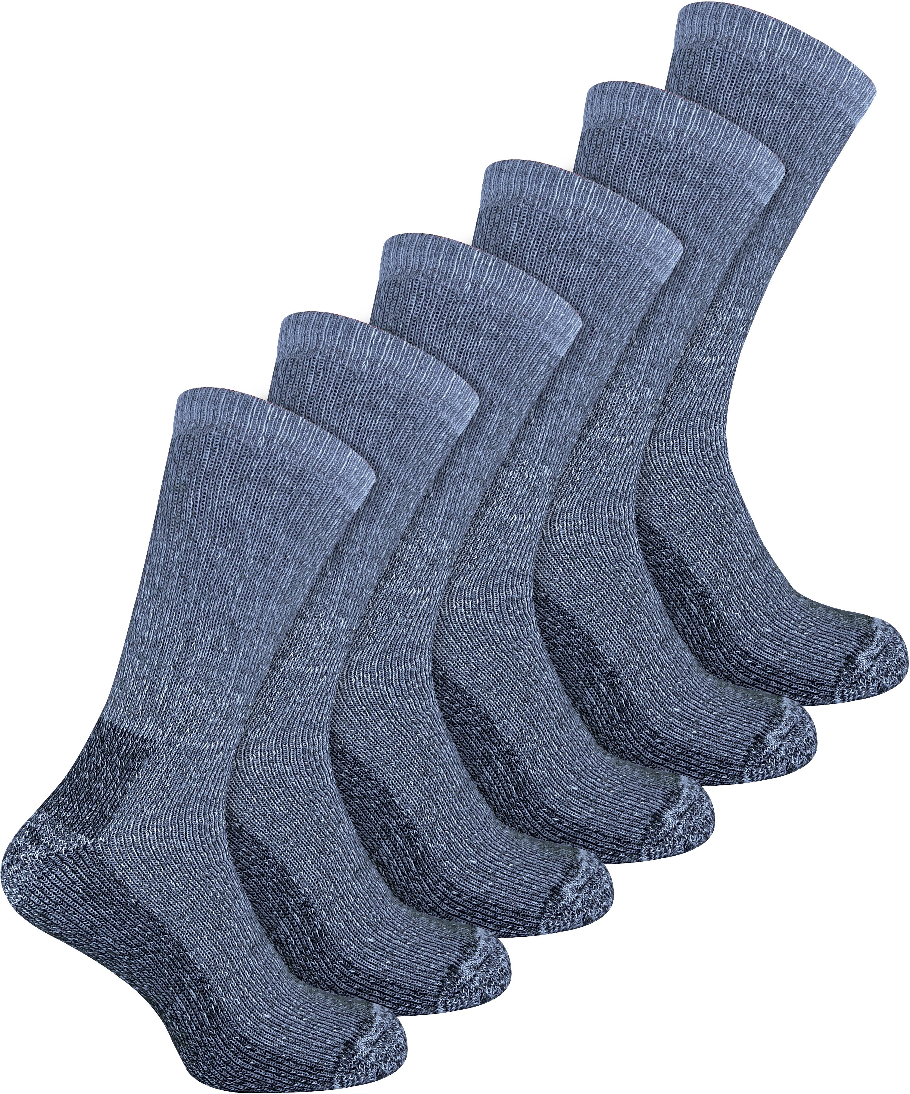 Thumbnail - 6 Paar Multipack Herren Wollsocken | Atmungsaktiv Crew Wandern Socken - Blau
