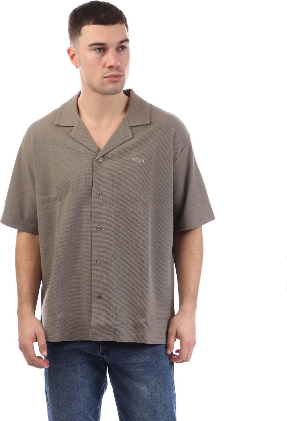 Boss - Hemd für Herren, Jerseyware, Waffelstoff (Beige)