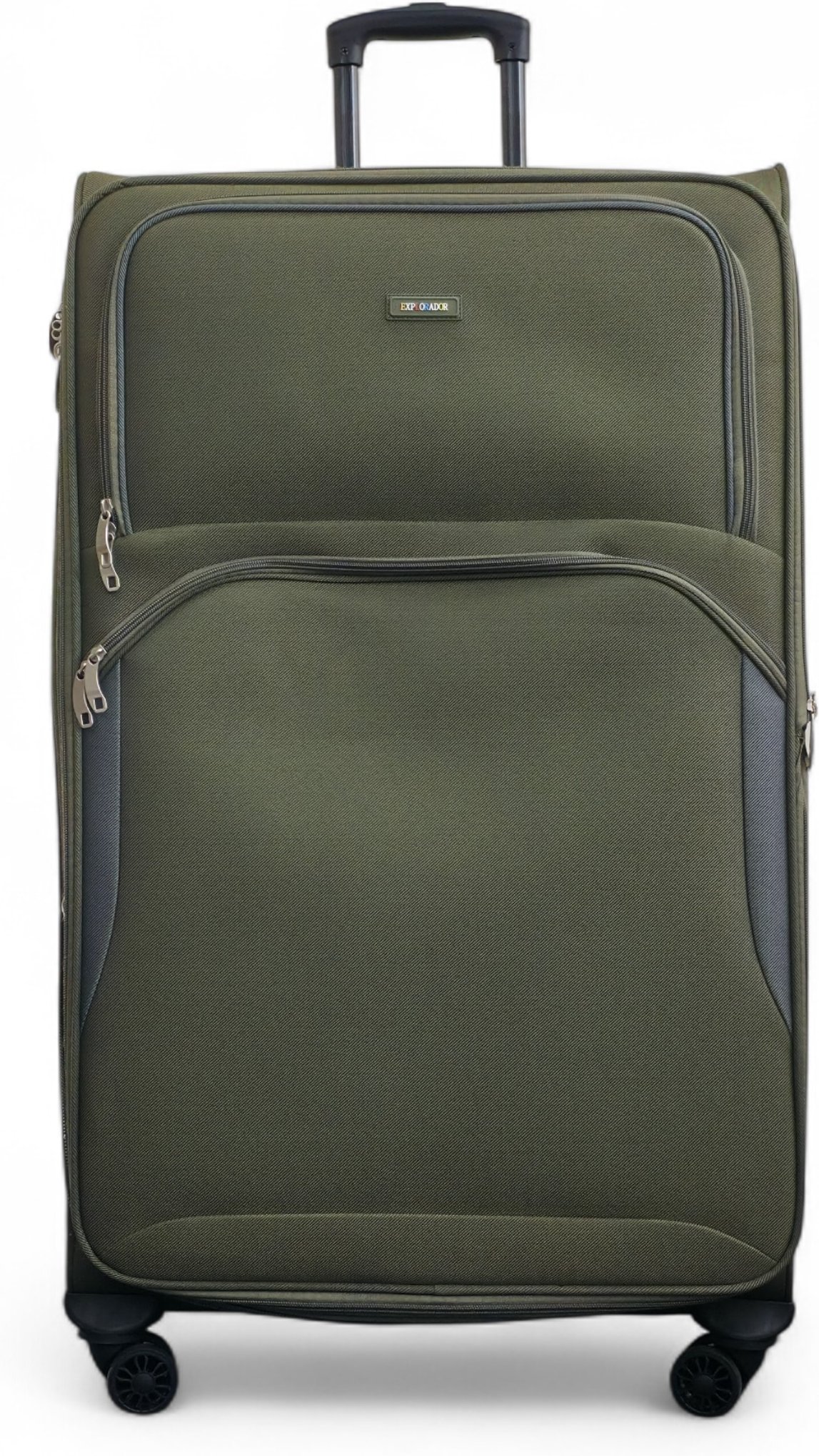 Erweiterbarer weicher, khakigrüner, extragroßer, leichter Koffer mit 8 Rädern, Reisetaschen
