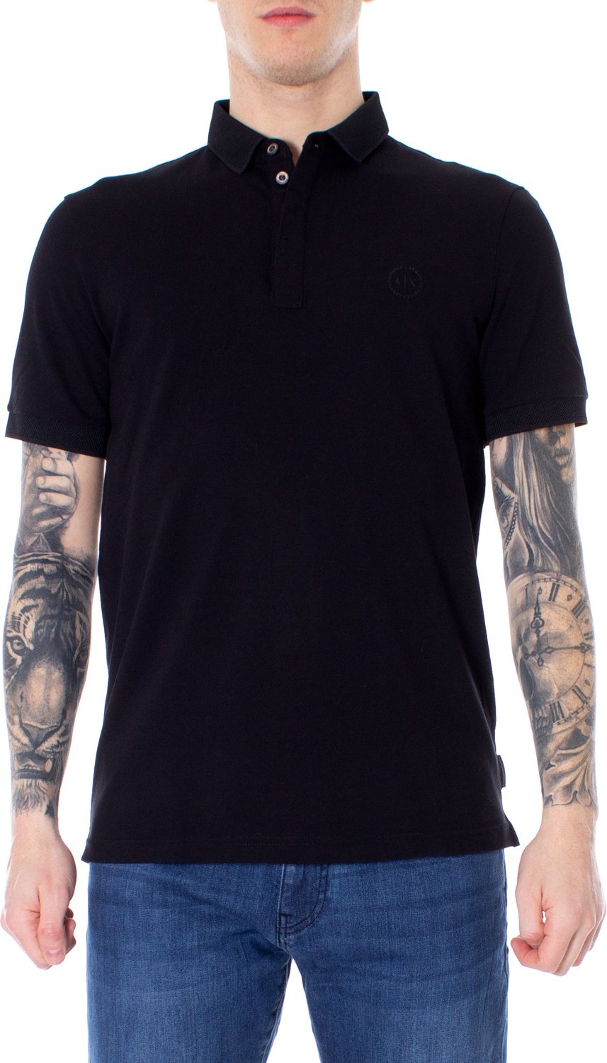 Polo Logo Armani Exchange Pour Homme in Schwarz