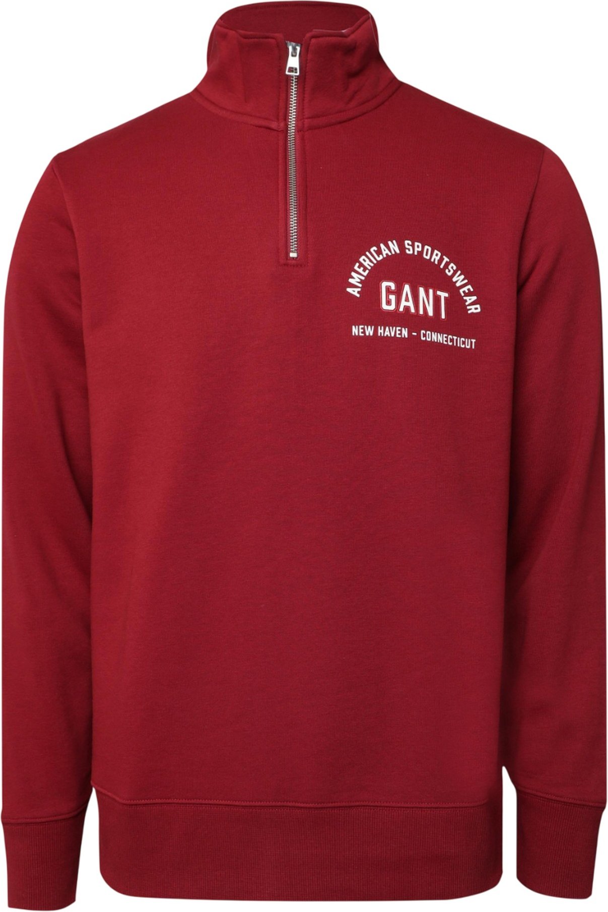 Gant - Sweatshirt für Herren, mit kurzem Reißverschluss (Rot)