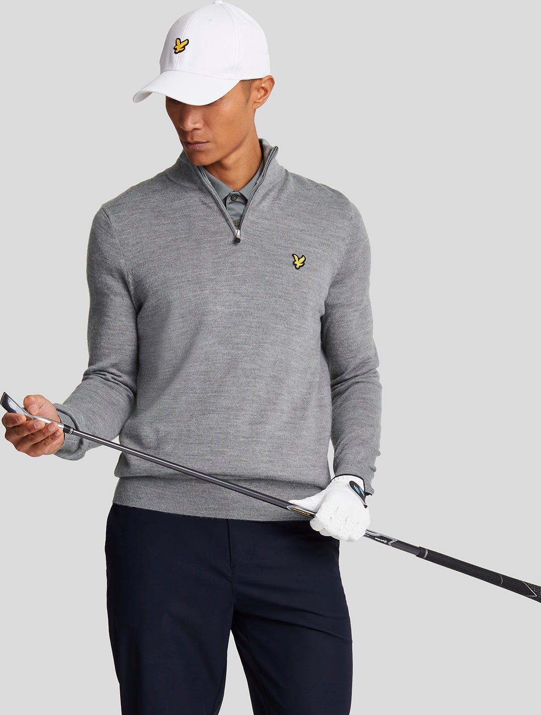 Thumbnail - Lyle & Scott Golf – Pullover aus Wollmischung mit 1/4-Reißverschluss – Grau