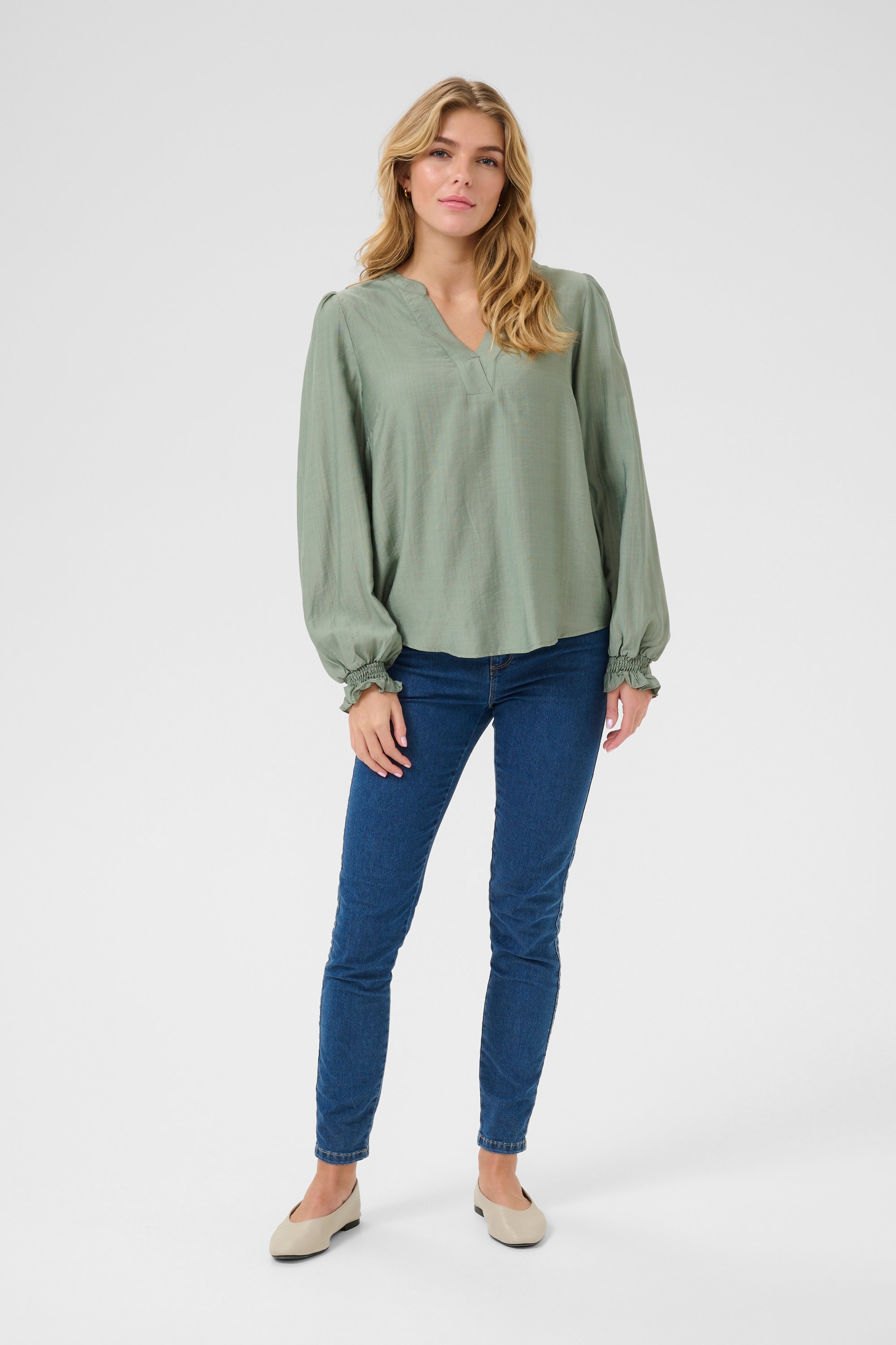 Langarm-Bluse Regular fit Oil Green