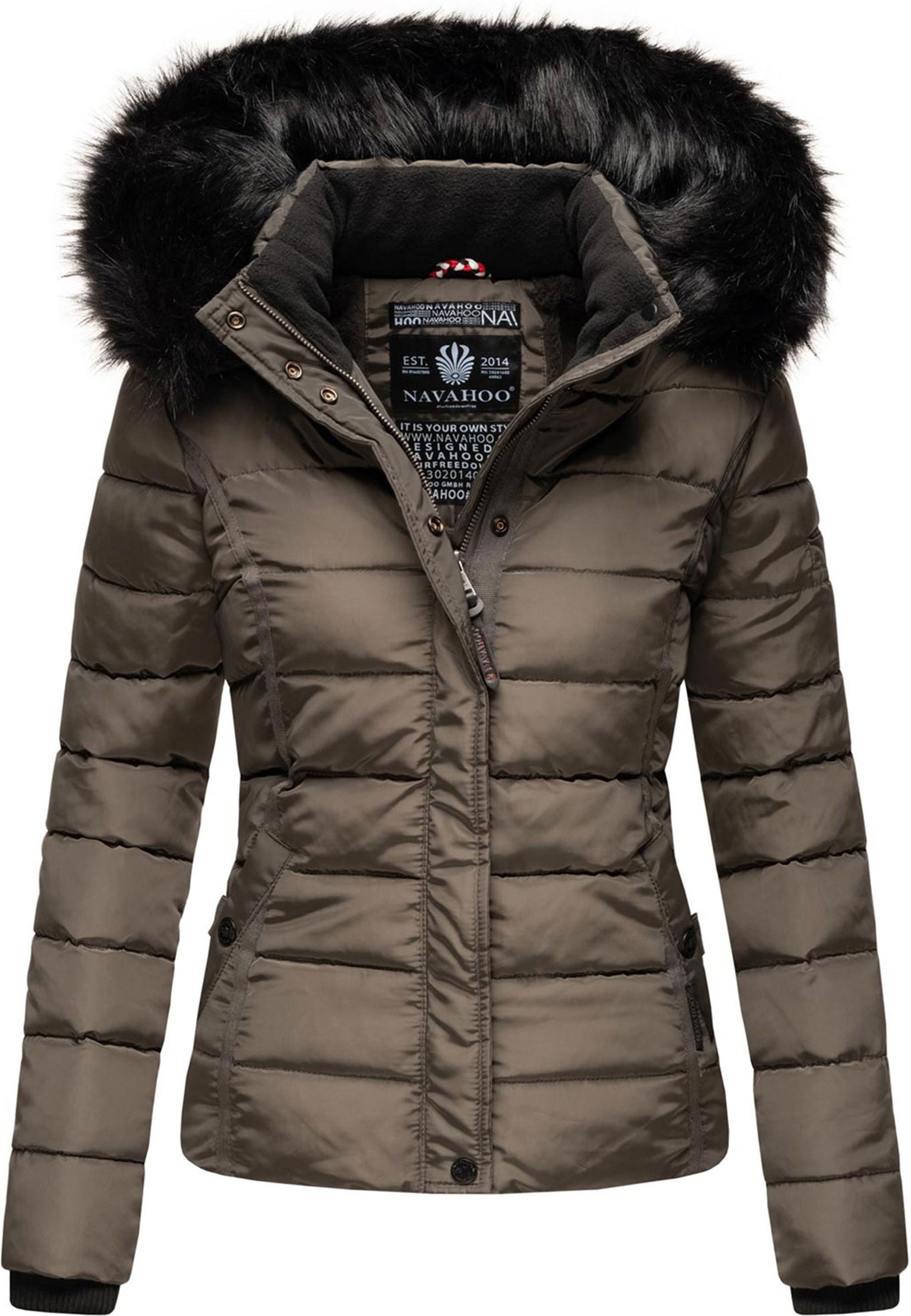 Navahoo Damen Winterjacke Miamor – Warm Gefüttert Mit Abnehmbarer Kapuze & Kunstfellkragen