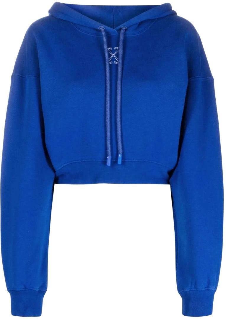 Off-White - "Embr" Kapuzenpullover für Damen, kurz geschnitten (Blau)