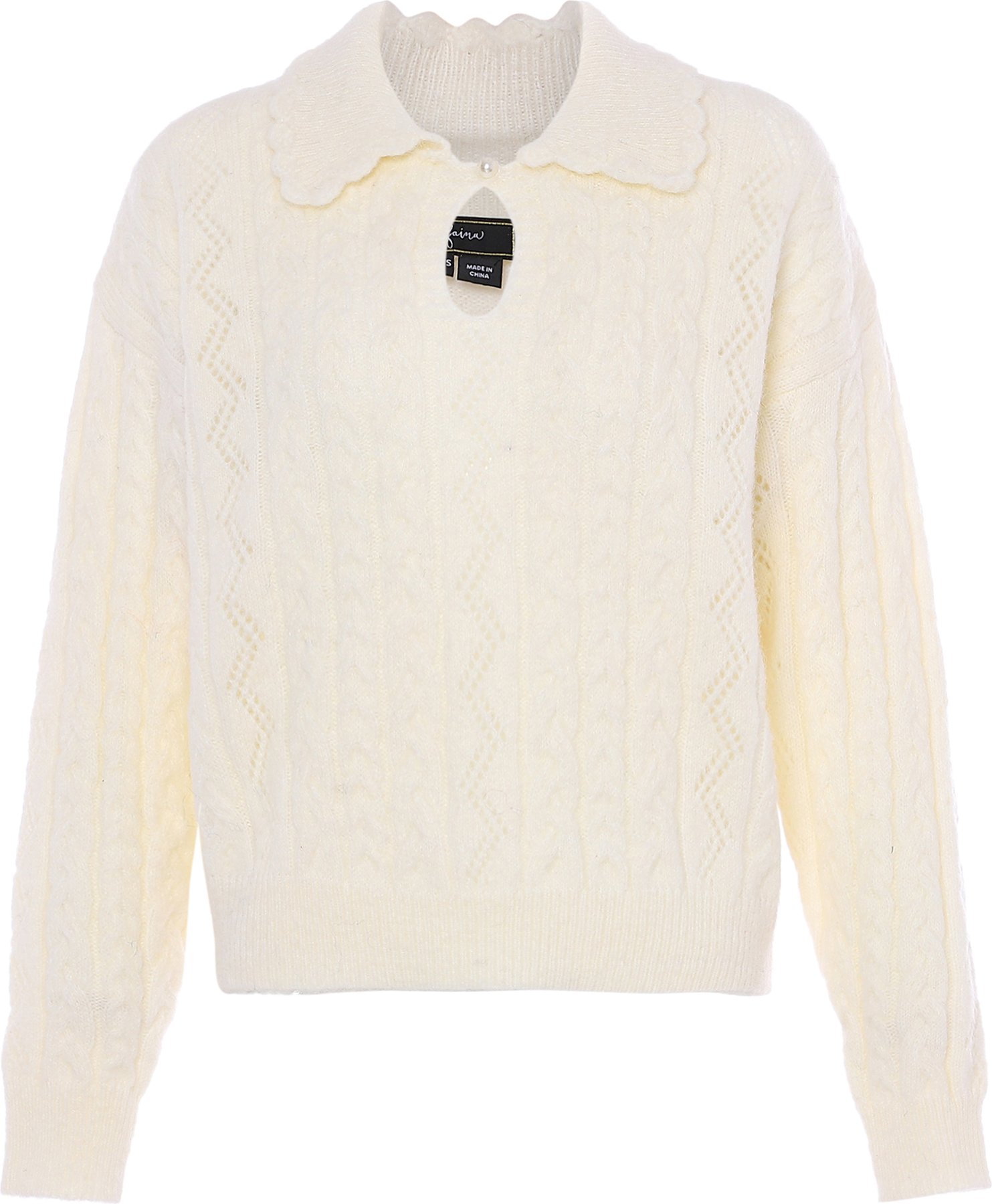 Faina Pullover Damen Wollweiß