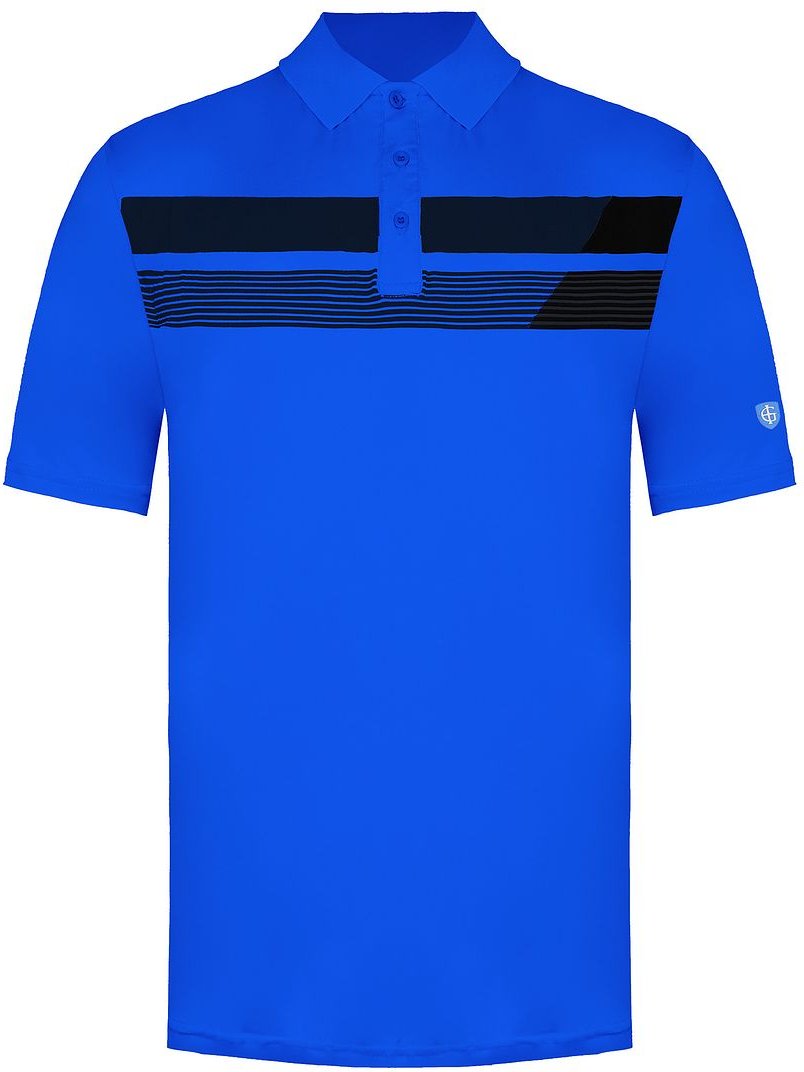 Island Green Herren-Golf-Poloshirt mit asymmetrischem Print, Blau