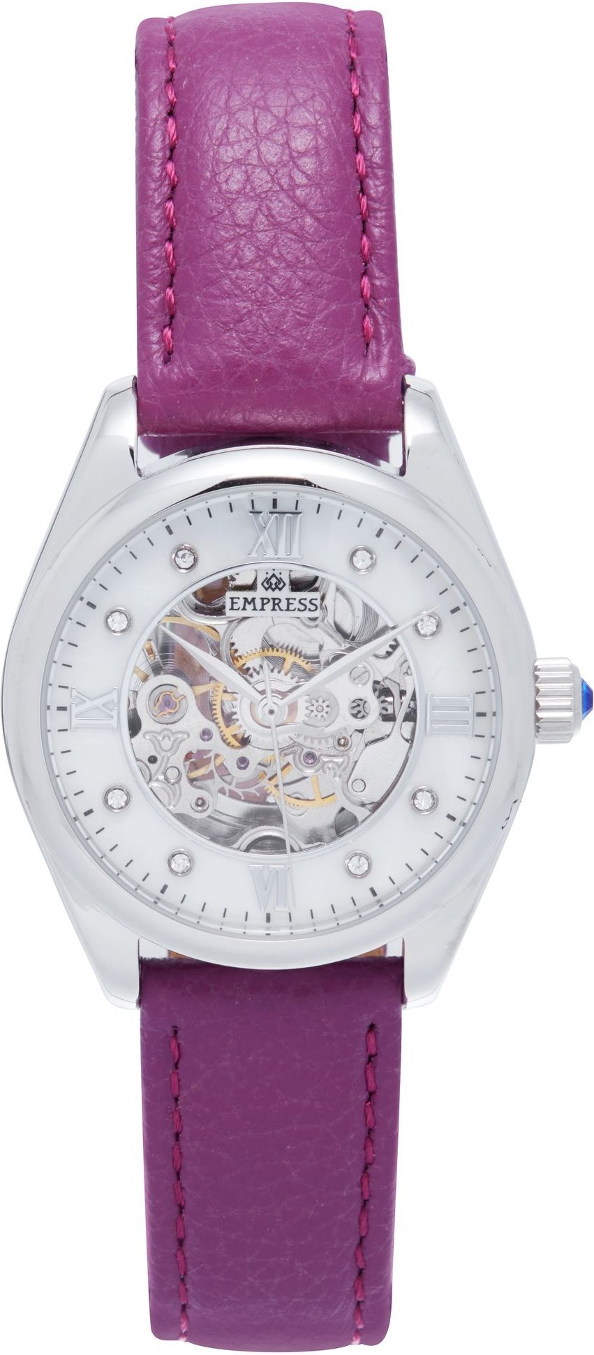 Empress Magnolia Automatik MOP Skelett-Zifferblatt Lederarmbanduhr