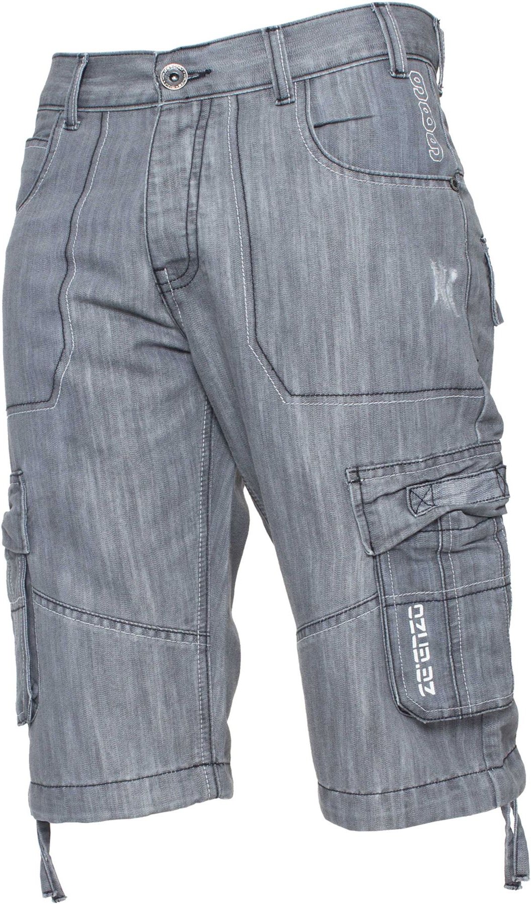 Enzo Herren Cargo Combat Denim Shorts