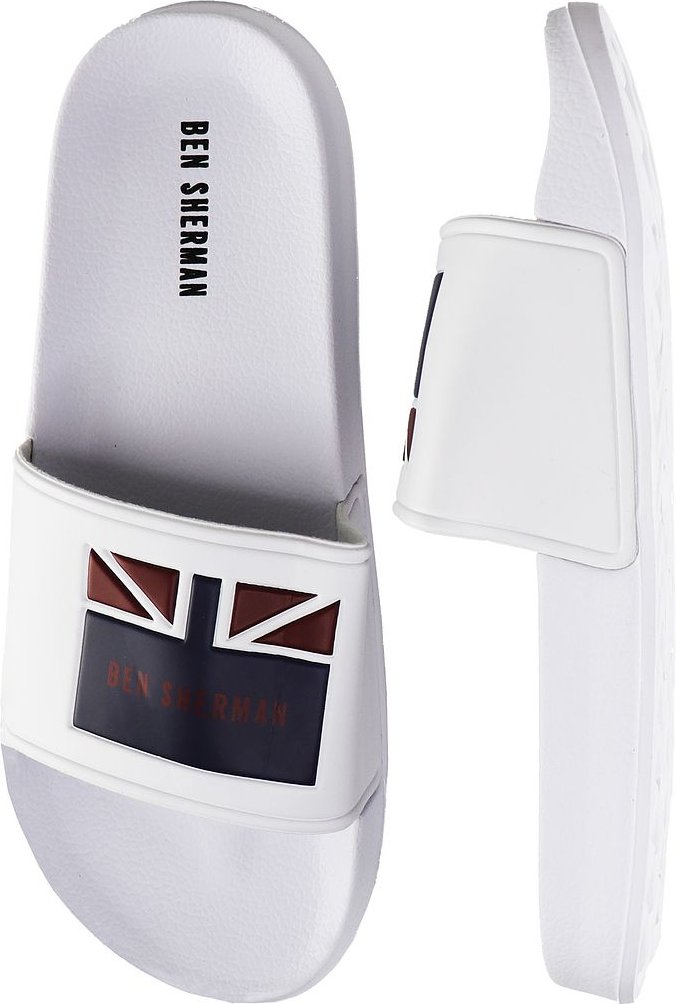 Ben Sherman Union Mens White Sliders